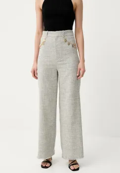 Nanushka pantaloni ALANDRA culoarea gri, drept, high waist, NW25SSPA30399 imagine