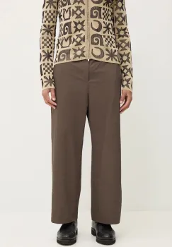 Nanushka pantaloni ARNAUD barbati, culoarea maro, drept, NM24PFPA02397 imagine