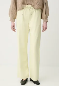 Nanushka pantaloni CALIE femei, culoarea galben, lat, high waist, NW25RSPA06513 imagine