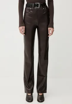 Nanushka pantaloni culoarea maro, mulata, high waist, NW25FWPA29878 imagine