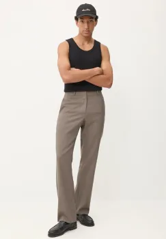 Nanushka pantaloni de lana LOIC culoarea gri, drept, NM24PFPA02093 imagine