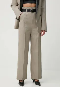 Nanushka pantaloni de lana ULANI culoarea bej, drept, high waist, NW24FWPA37570 imagine