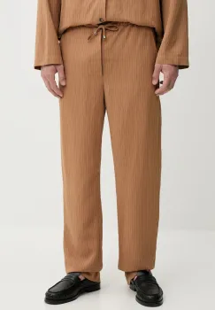 Nanushka pantaloni DEMIS culoarea maro, drept, NM25SSPA11675 imagine