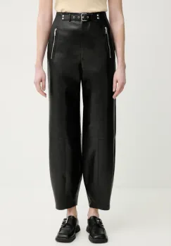 Nanushka pantaloni JOZEFA femei, culoarea negru, fason chinos, high waist, NW25RSPA13699 imagine