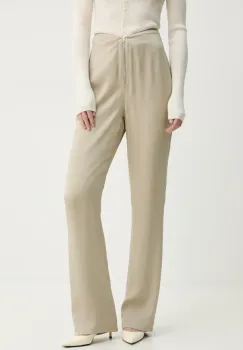 Nanushka pantaloni LINETT femei, culoarea bej, drept, high waist, NW25RSPA19572 imagine