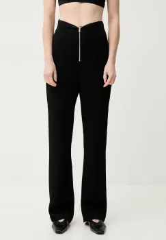 Nanushka pantaloni LINETT femei, culoarea negru, drept, high waist, NW25RSPA19499 imagine