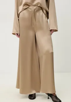 Nanushka pantaloni ZANIAH femei, culoarea bej, lat, high waist, NW25RSPA02872 imagine