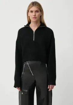 Nanushka pulover de lana SONORE femei, culoarea negru, cu turtleneck, NW24FWSW42500 imagine