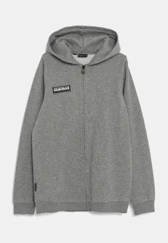 Napapijri bluza copii B-CHAMOIS FZH culoarea gri, cu gluga, melanj, NP0A4HY51601 imagine