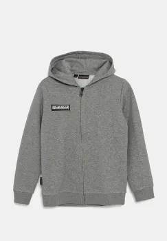 Napapijri bluza copii B-CHAMOIS FZH culoarea gri, cu gluga, melanj, NP0A4HY51601 imagine