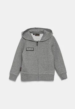 Napapijri bluza copii B-CHAMOIS FZH culoarea gri, cu gluga, melanj, NP0A4HY51601 imagine