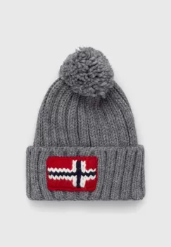 Napapijri caciula din amestec de lana culoarea gri, din tricot gros imagine