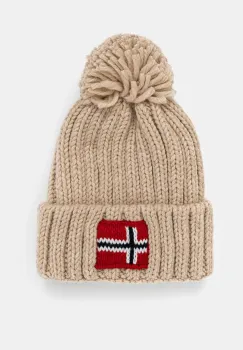 Napapijri caciula din amestec de lana SEMIURY 6 culoarea bej, din tricot gros, NP0A4GMHN1J1 imagine
