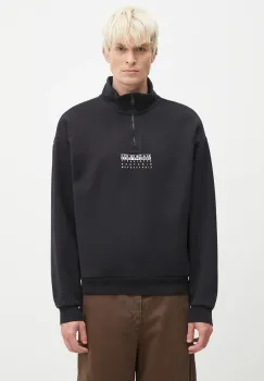 Napapijri hanorac de bumbac B-Premium Hz barbati, culoarea negru, cu gluga, cu imprimeu, NP0A4I6N9411 imagine
