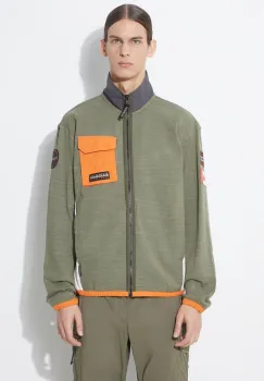 Napapijri hanorac de bumbac B-Tepees Fz barbati, culoarea verde, modelator, NP0A4HP4GAE1 imagine