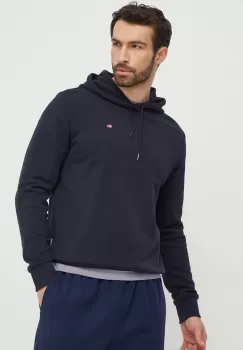 Napapijri hanorac de bumbac barbati, culoarea albastru marin, cu gluga, neted imagine