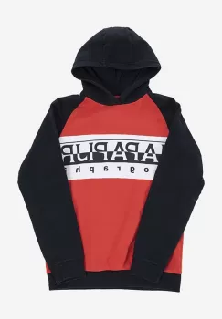 Napapijri hanorac de bumbac pentru copii culoarea rosu, cu gluga, modelator imagine