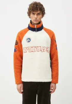 Napapijri hanorac fleece Equipe Fleece culoarea bej, modelator, NP0A4IK6MO91 imagine