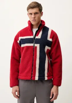 Napapijri hanorac fleece T-Fiemme culoarea rosu, cu model, NP0A88TCFZF1 imagine