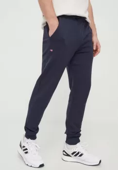 Napapijri pantaloni de trening din bumbac culoarea albastru marin, neted imagine