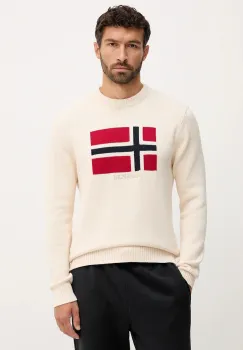 Napapijri pulover de bumbac D-Mura culoarea bej, NP0A891UN1J1 imagine