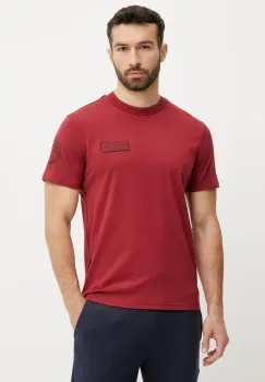 Napapijri tricou din bumbac S-Amundsen barbati, culoarea rosu, cu imprimeu, NP0A4IN8R1E1 imagine