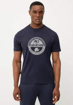 Napapijri tricou din bumbac S-Bollo barbati, culoarea albastru marin, cu imprimeu, NP0A4I3C1761 imagine