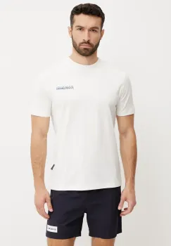 Napapijri tricou din bumbac S-Sovana barbati, culoarea alb, cu imprimeu, NP0A4IE42061 imagine