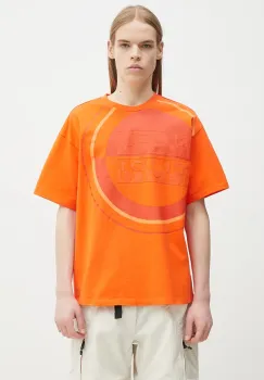 Napapijri tricou din bumbac S-Tusco barbati, culoarea portocaliu, cu imprimeu, NP0A4IEEA001 imagine