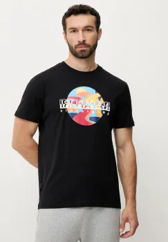 Napapijri tricou din bumbac S-Valdor culoarea negru, cu imprimeu, NP0A4IE69411 imagine