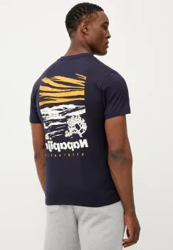 Napapijri tricou din bumbac S-Vignoni barbati, culoarea albastru marin, cu imprimeu, NP0A4ILX1761 imagine