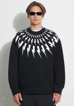 Neil Barett bluza FAIRISLE THUNDERBOLT barbati, culoarea negru, cu imprimeu, PBJS010S.V517S.524 imagine
