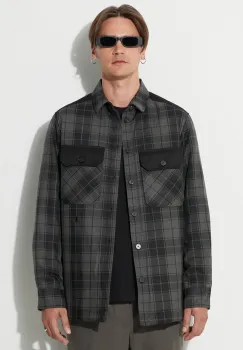 Neil Barett geaca LOOSE BICOLOR FLAP POCKET PADDED barbati, culoarea gri, de tranzitie, PBCS024C.V041C.888 imagine