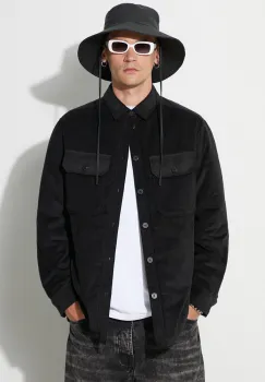 Neil Barett geaca LOOSE BICOLOR FLAP POCKET PADDED barbati, culoarea negru, de tranzitie, PBCS024C.V042C.0101 imagine