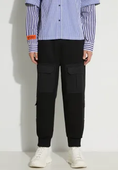 Neil Barett pantaloni de trening FIREMAN LOOSE CARGO culoarea negru, uni, PBJP072H.V512C.01 imagine