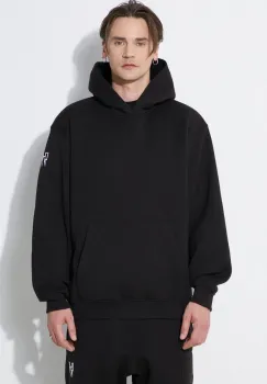 Neil Barrett bluza Easy Drop Shoulder Double Bolts Hoodie barbati, culoarea negru, cu gluga, neted, MY72212R-Y514-001N imagine