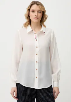 Never Fully Dressed camasa Miley culoarea alb, cu guler clasic, regular, NFDTO2023 imagine