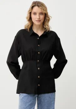 Never Fully Dressed camasa Zoe culoarea negru, cu guler clasic, regular, NFDTO2098 imagine