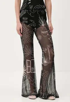 Never Fully Dressed pantaloni culoarea negru, evazati, high waist, NFDTR482 imagine