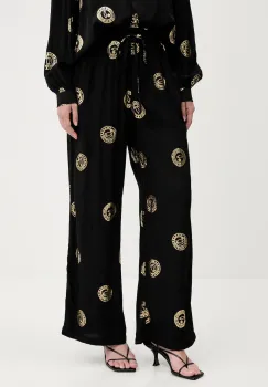 Never Fully Dressed pantaloni culoarea negru, lat, high waist, NFDTR490 imagine