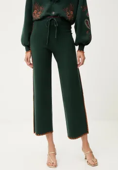 Never Fully Dressed pantaloni culoarea verde, drept, high waist, NFDKN730 imagine