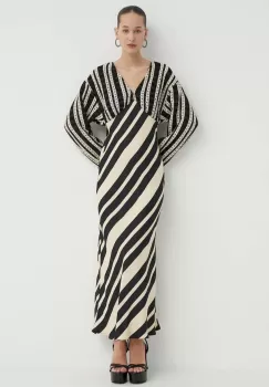 Never Fully Dressed rochie culoarea negru, maxi, evazati imagine