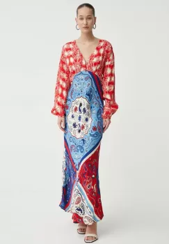 Never Fully Dressed rochie culoarea rosu, maxi, evazati imagine