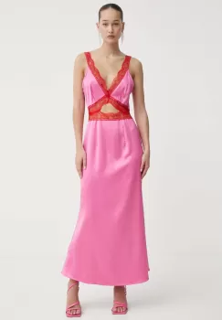 Never Fully Dressed rochie culoarea roz, maxi, evazati imagine