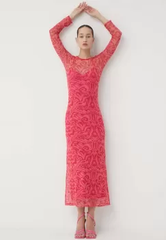 Never Fully Dressed rochie culoarea roz, maxi, mulata imagine