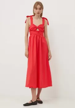 Never Fully Dressed rochie din amestec de in Elspeth culoarea rosu, maxi, evazati, NFDDR1526 imagine