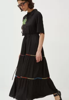 Never Fully Dressed rochie Immy culoarea negru, maxi, evazati, NFDDR671 imagine