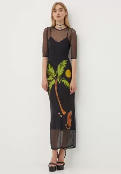 Never Fully Dressed rochie Izzy culoarea negru, midi, mulata, NFDDR1343 imagine