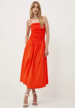 Never Fully Dressed rochie Lola culoarea portocaliu, midi, evazati, NFDDR1403 imagine