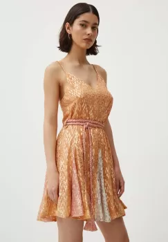 Never Fully Dressed rochie Riri Mini Dress culoarea portocaliu, mini, evazati, NFDDR1001 imagine